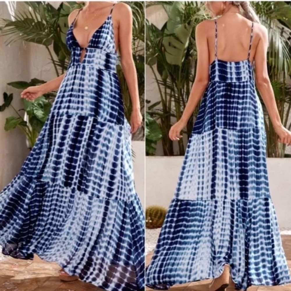Maxi Dress Blue Tie-dye